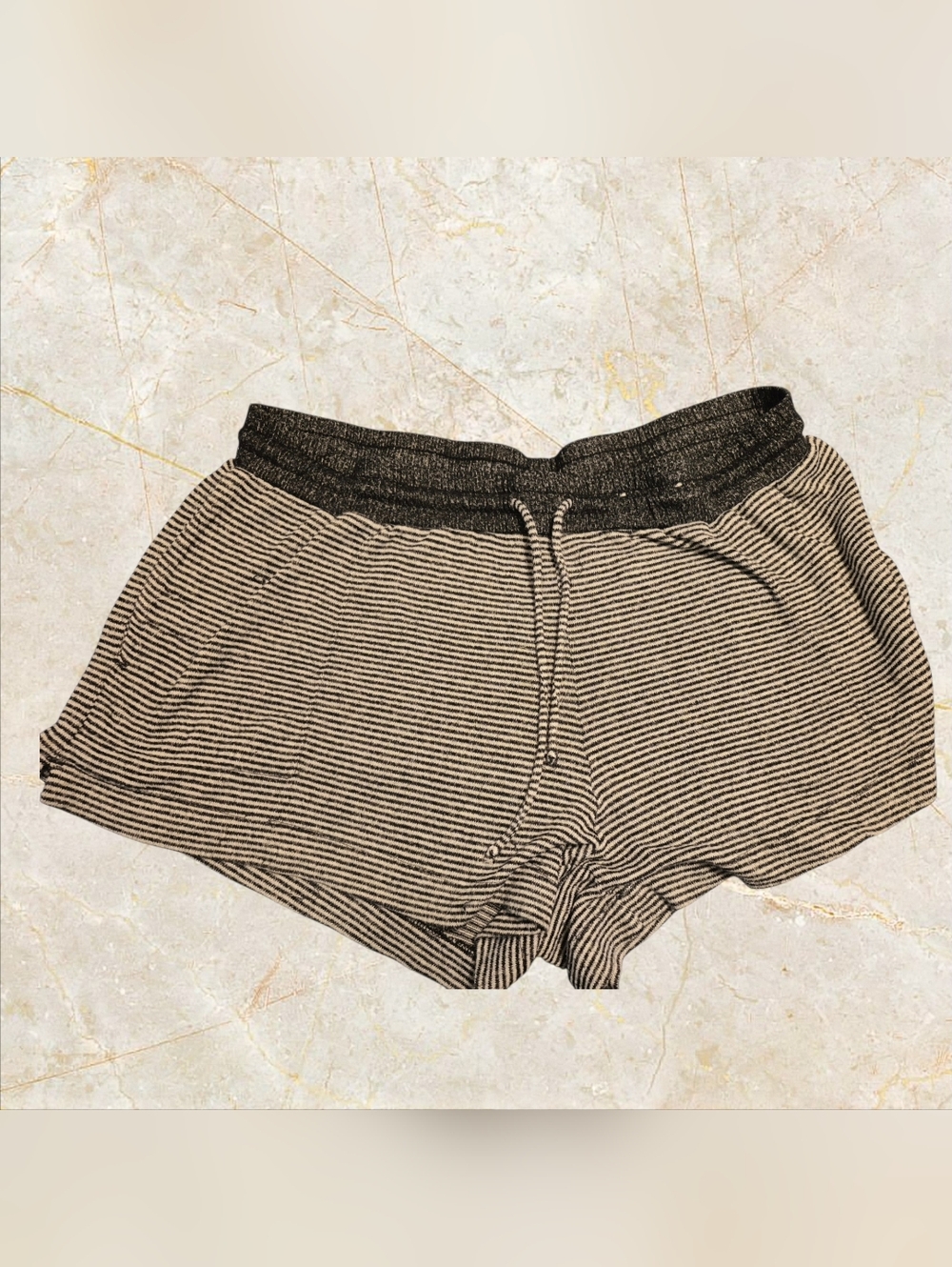 ⭐️⭐️5/$15. Stars Above Black and Cream Striped Knit Athletic Shorts